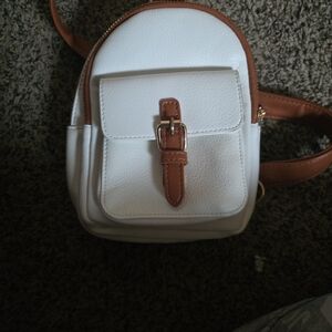 White and Brown Women's Backpack